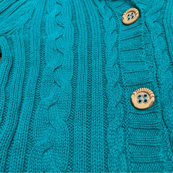 Y2K Green Cable Knit Hooded Cardigan Size M - Picture 4 of 7